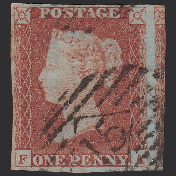 GB QV 1841 1d Red-brown (Plate 73) SG8-B1(1) FA GU 4 Margins London IS 15