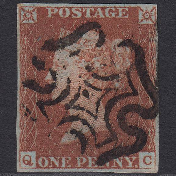 GB QV 1841 1d Red-brown (Plate 15) SG8-B1(1) QC FU 4 Margins Maltese Cross