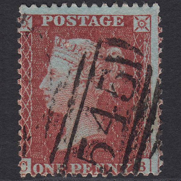 GB QV 1856 1d Red-brown (Plate 28) SG29-C8(1) CB VFU Newcastle 545