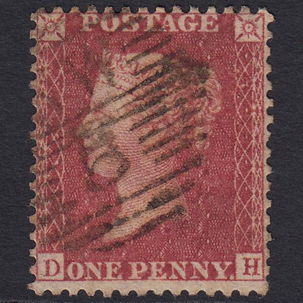 GB QV 1857 1d Deep Rose-red Pl 34 SG41-C10(4) DH FU London D&S NW5 5d1