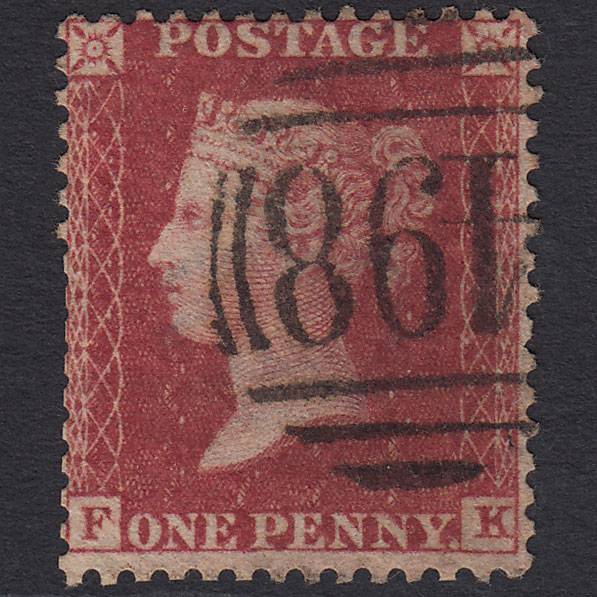 GB QV 1857 1d Deep Rose-red (Plate 43) SG41-C10(4) FK GU Manchester 498