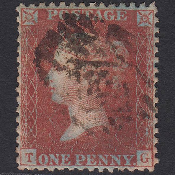 GB QV 1856 1d Deep Claret (Plate 27) SGC8(6) TG FU London Perfect Centring