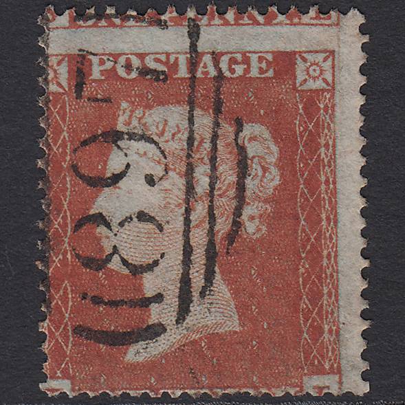 GB QV 1854 1d Red-brown SG17-C1(1) GU Wisbech 897 Large Misperf