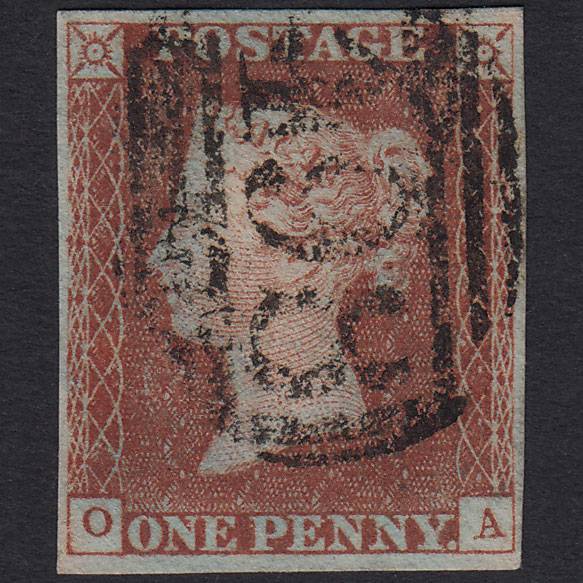 GB QV 1841 1d Red-brown Pl 46 SG8-B1(1) OA FU 4 Margins Manchester 498