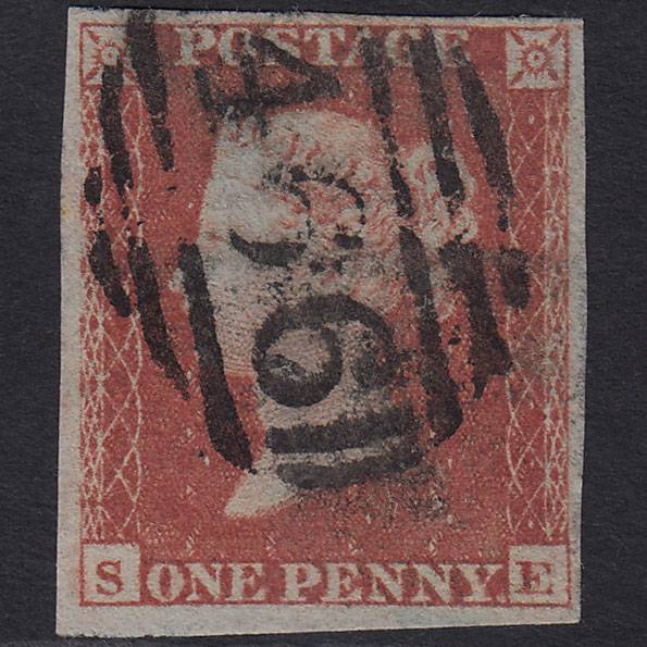 GB QV 1841 1d Red-brown Pl 160 SG8-B2(1) SE FU 4 Margins Liverpool 466