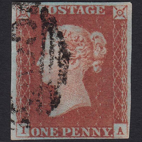 GB QV 1841 1d Red-brown (Plate 74) SG8-B1(1) IA FU 4 Margins