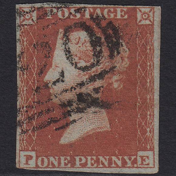 GB QV 1841 1d Red-brown (Plate 170) SG8-B2(1) PE GU nr 4 Margins