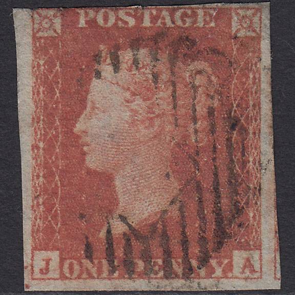 GB QV 1841 1d Red-brown (Plate 153) SG8-B2(1) JA GU 3m London IS Cancel