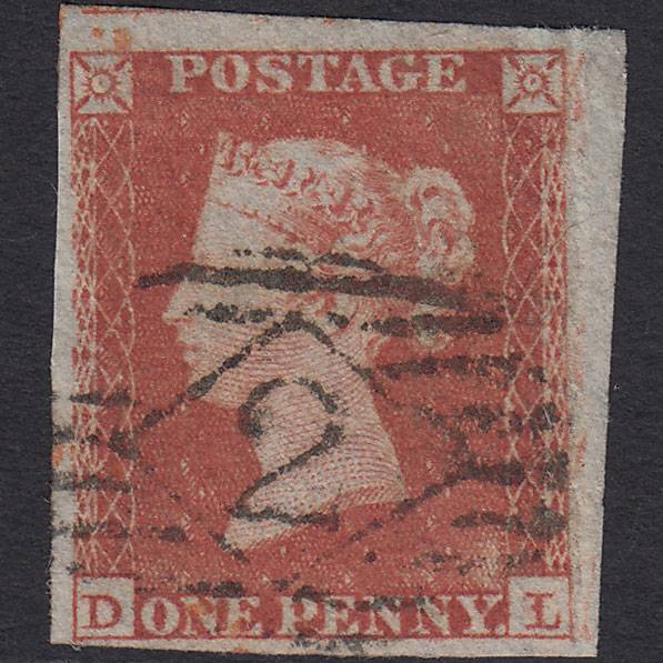GB QV 1841 1d Red-brown (Plate 165) SG8-B2(1) DL FU 4 Margins London IS 2