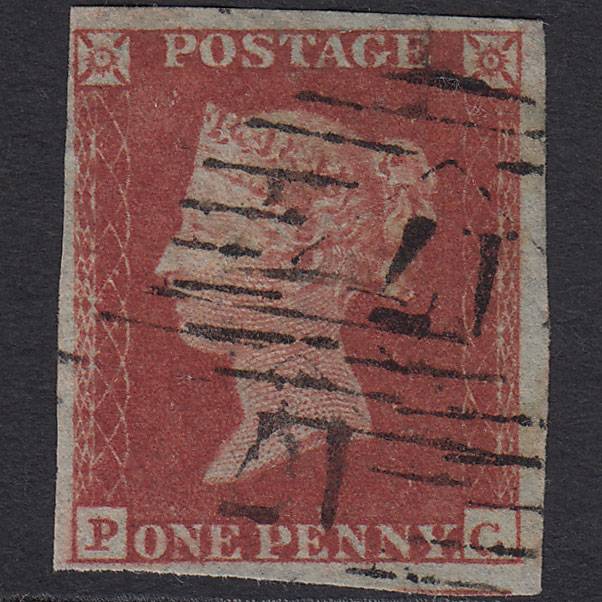 GB QV 1841 1d Red-brown Pl 157 SG8-B2(1) PC FU 4 Margins London IS 17