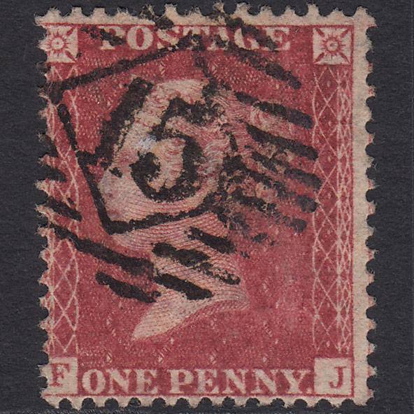 GB QV 1857 1d Deep Rose-red Pl 63 SG41-C10(4) FJ FU London IS 15 Misperf