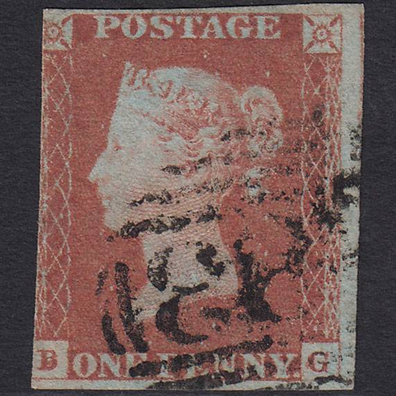 GB QV 1841 1d Red-brown (Plate 73) SG8-B1(1) BG GU 3 Margins