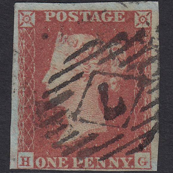 GB QV 1841 1d Red-brown (Plate 169) SG8-B2(1) HG GU 4 Margins London IS 7
