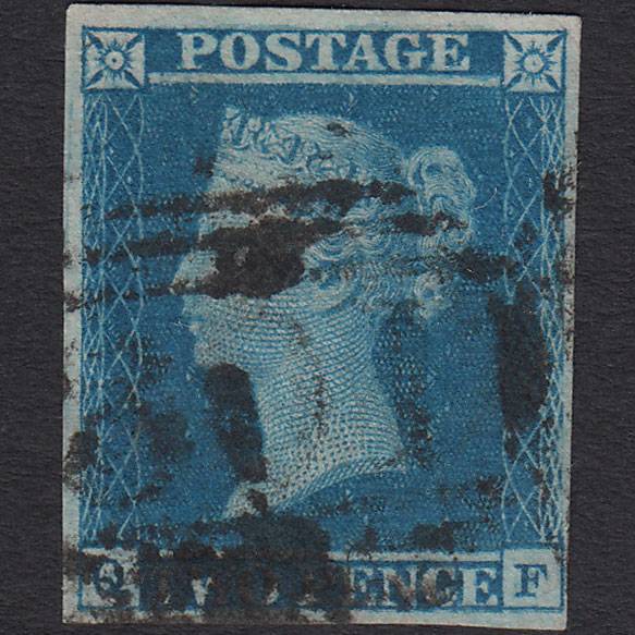 GB QV 1841 2d Blue (Plate 3) SG14-E1(2) QF FU 4 Margins Faversham 301