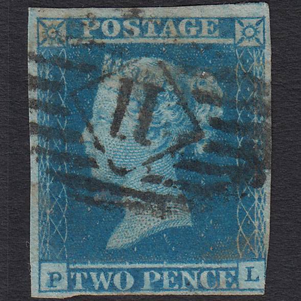 GB QV 1841 2d Blue (Plate 3) SG14-E1(2) PL GU nr 4 Margins London IS 11