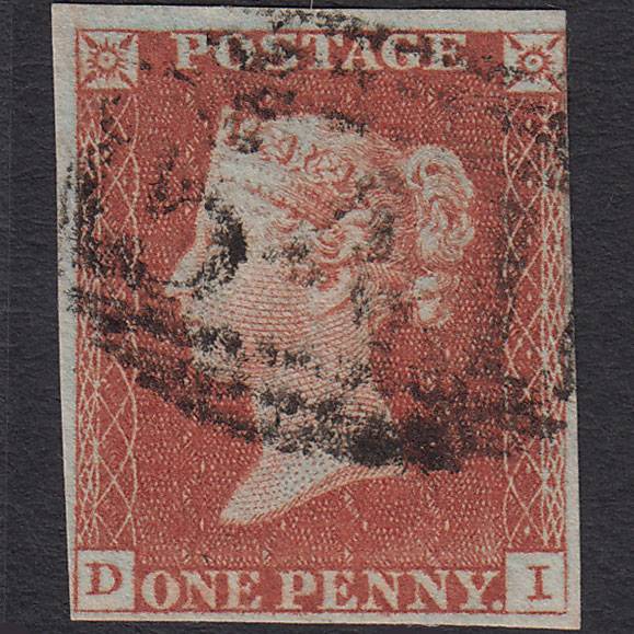 GB QV 1841 1d Red-brown Pl 52 SG8-B1(1) DI FU nr 4 Margins Newark 541