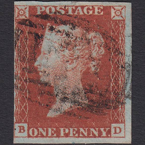 GB QV 1841 1d Red-brown (Plate 60) SG8-B1(1) BD FU 4 Margins