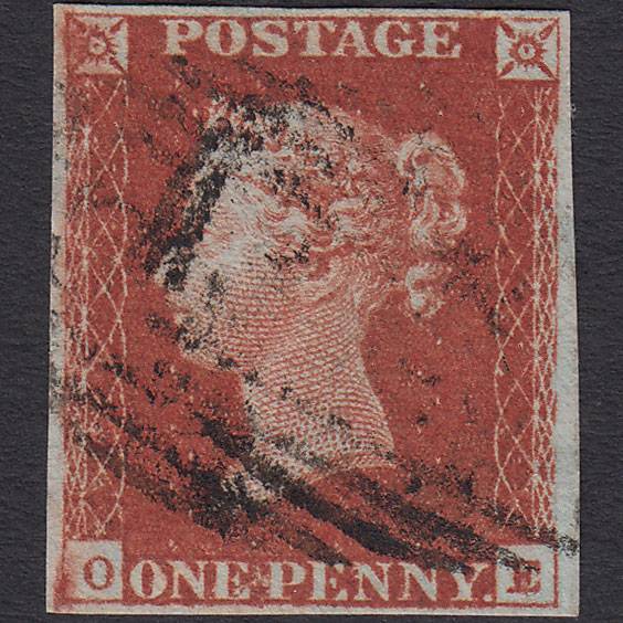 GB QV 1841 1d Red-brown (Plate 60) SG8-B1(1) OE FU 4 Margins