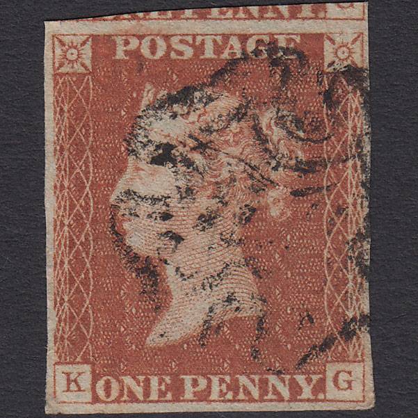 GB QV 1841 1d Red-brown (Plate 25) SG8-B1(1) KG FU 4 Margins Maltese Cross