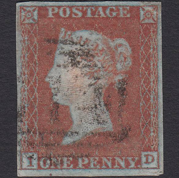 GB QV 1841 1d (Plate 127) SG8a-B1(2) Framed Reverse ID FU 4 Margins