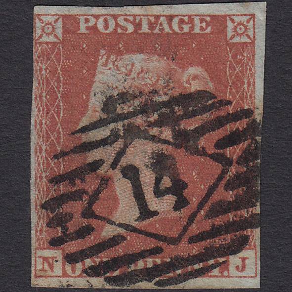 GB QV 1841 1d Red-brown Pl 169 SG8-B2(1) NJ FU 4 Margins London IS 14
