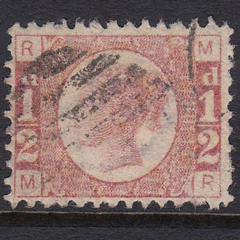 GB QV 1870 1/2d Rose (Plate 11) SG49-G4 MR FU Light Cancel Well Centred