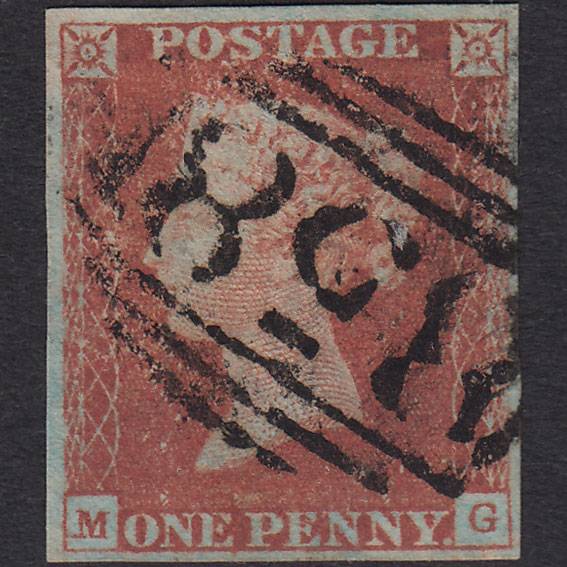 GB QV 1841 1d Red-brown (Plate 77) SG8-B1(1) MG GU 4M Wellingborough 858