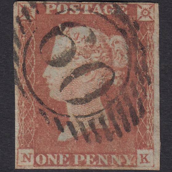 GB QV 1841 1d Red-brown Pl 68 SG8-B1(1) NK GU 4 Margins London D&S 60