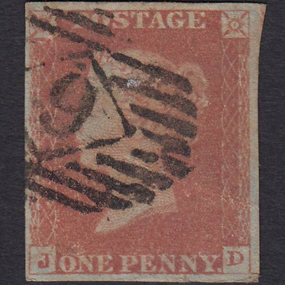 GB QV 1841 1d Red-brown (Plate 75) SG8-B1(1) JD GU 4M London IS Cancel