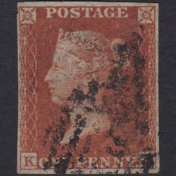 GB QV 1841 1d Red-brown SG8-B1(1) K? GU 4M Fleur DE Lys Dealer's Mark