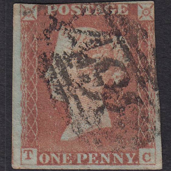 GB QV 1841 1d Red-brown (Plate 72) SG8-B1(1) TC GU Manchester 498