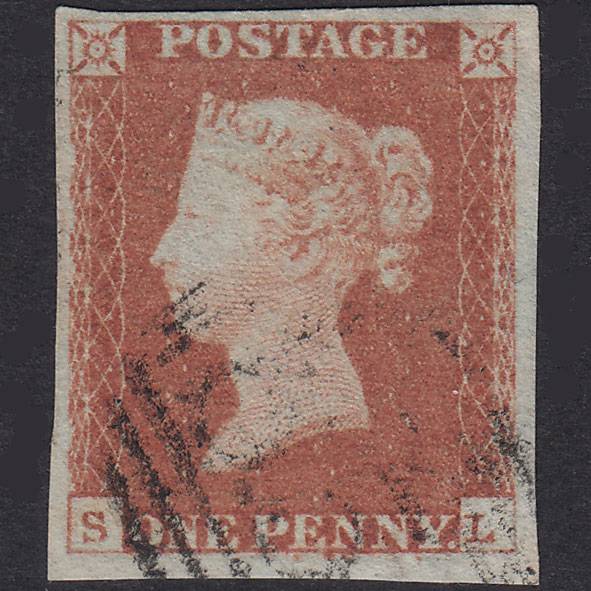 GB QV 1841 1d Red-Brown Plate 70 SG8-B1(1) SL VFU 4 Margins Light Cancel
