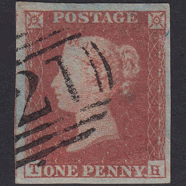 GB QV 1841 1d Red-Brown Plate 133 SG8-B2(1) TH FU 4 Good Margins