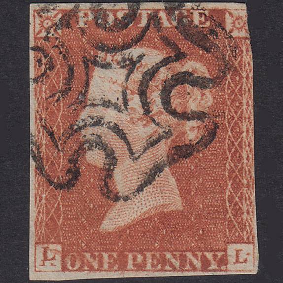 GB QV 1841 1d Plate 21 SG8-B1(1) LL FU 3M MX Corrected Letter BS10C
