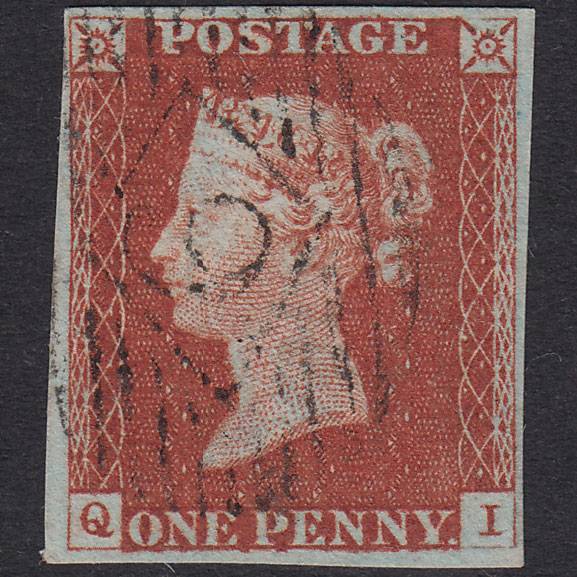 GB QV 1841 1d Red-Brown Plate 57 SG8-B1(1) QI GU 4M London IS Cancel