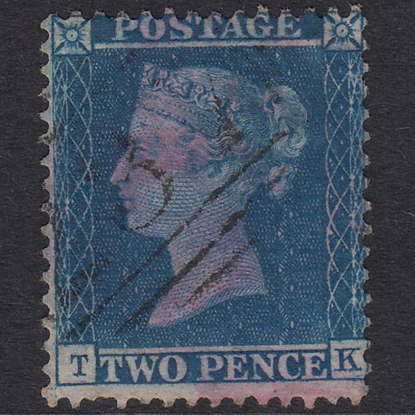 GB QV 1857 2d Blue Plate 6 SG35-F7 TK GU Dartmouth 237