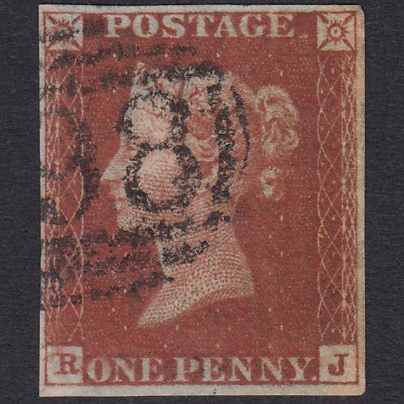 GB QV 1841 1d Deep Red-Brown Plate 56 SG10-B1(4) RJ FU 4 Margins