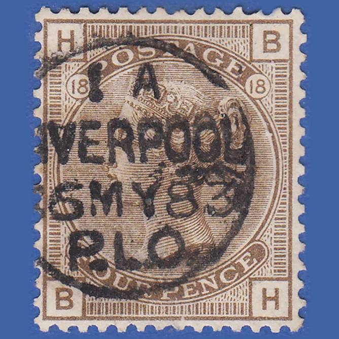 GB QV 1880 4d GREY-BROWN PLATE 18 SG160-J68 BH GU