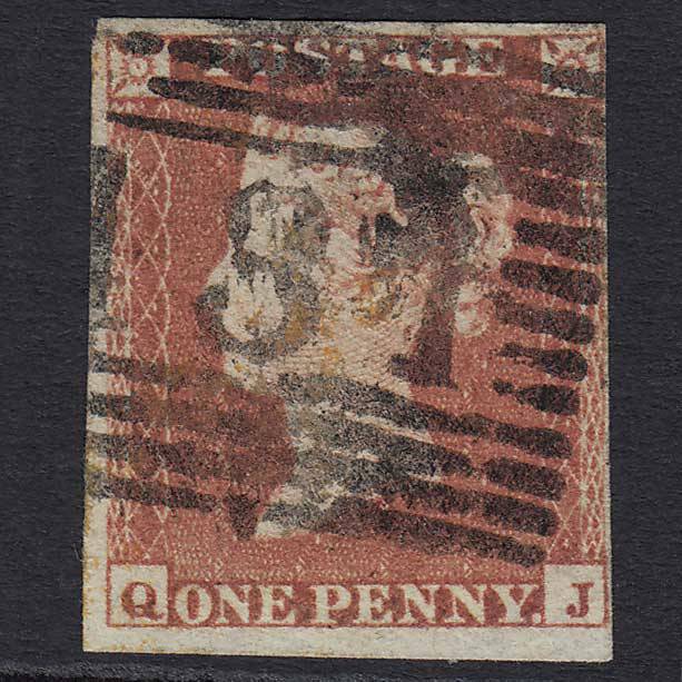 GB QV 1841 1d Red-brown Pl 161 (SG8) 'MJ' GU Edinburgh (131) 4 Margins