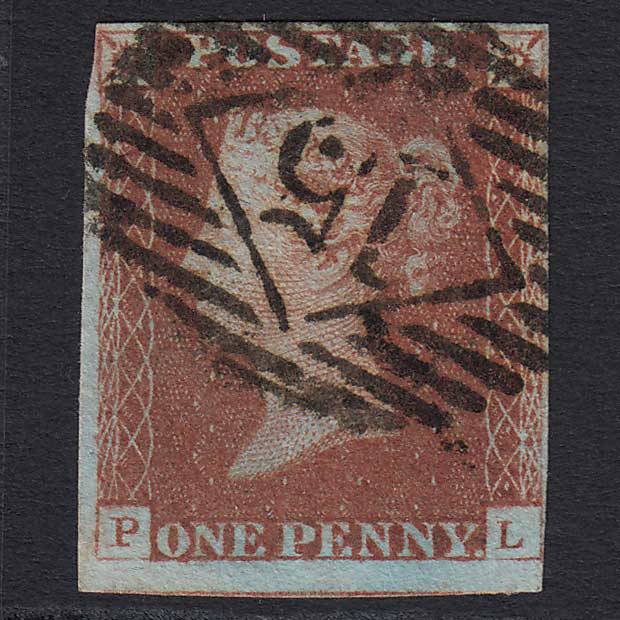 GB QV 1841 1d Red-brown (Plate 64) (SG8) 'PL' FU 4 Margins London IS 15