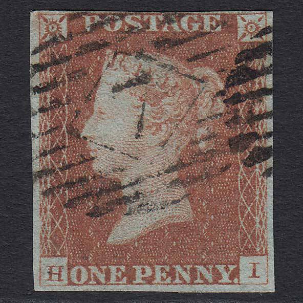 GB QV 1841 1d Red-brown (Plate 68) (SG8) 'HI' FU 4 Margins London IS 7
