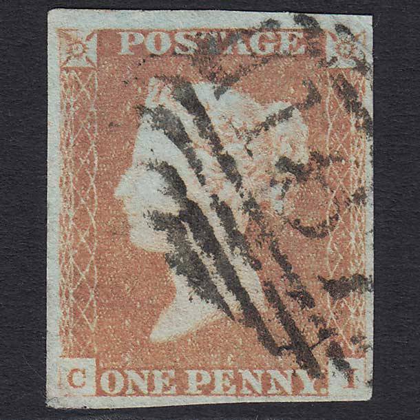 GB QV 1841 1d Red-brown Pl 84 (SG8) 'CI' GU Carmarthen (167) 4 Margins