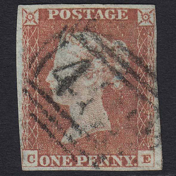 GB QV 1841 1d Red-brown (Plate 81) (SG8) 'CE' GU 4 Margins