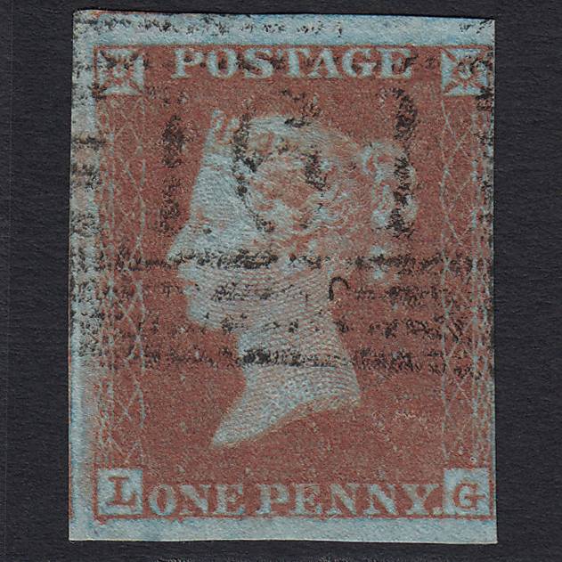 GB QV 1841 1d Red-brown (Plate 135) SG8-B2(1) LG FU Grangemouth 161 4M