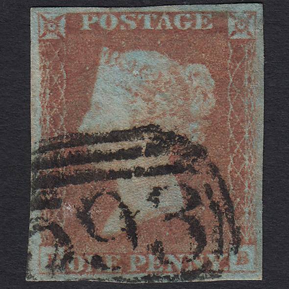 GB QV 1841 1d Very Blued Pl 71 SG8a-B1(2) EB GU Ormskirk 593 4M Imperf
