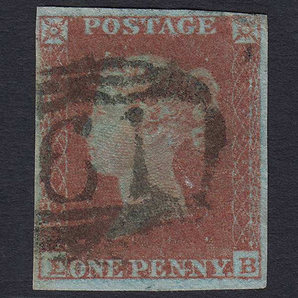 GB QV 1841 1d Very Blued Pl 138 SG8a-B1(2) EB GU Bedford 61 4 Margins