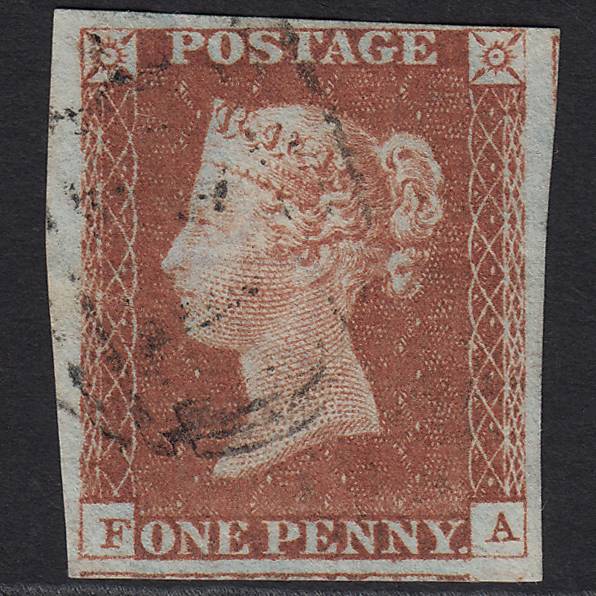 GB QV 1841 1d Red-brown (Plate 58) SG8-B1(1) FA FU Light Cancel 4 Margins