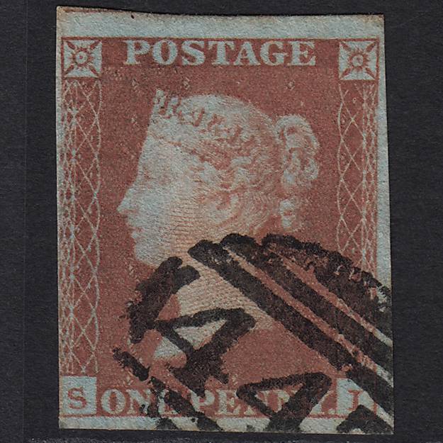 GB QV 1841 1d Red-brown (Plate 102) SG8-B1(1) SI FU nr 4 Margins