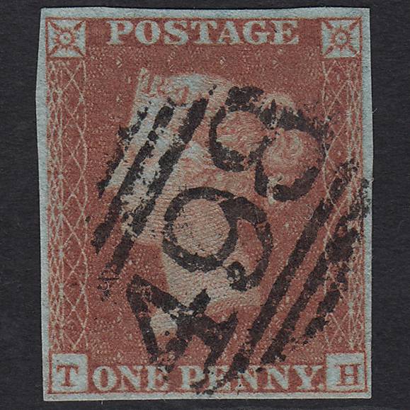 GB QV 1841 1d Red-brown Pl 122 SG8-B1(1) TH FU Manchester 498 4M Imperf