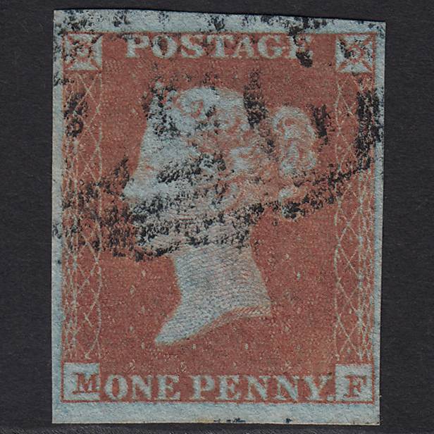 GB QV 1841 1d Very Blued (Plate 117) SG8a-B1(2) MF FU 4M Imperf